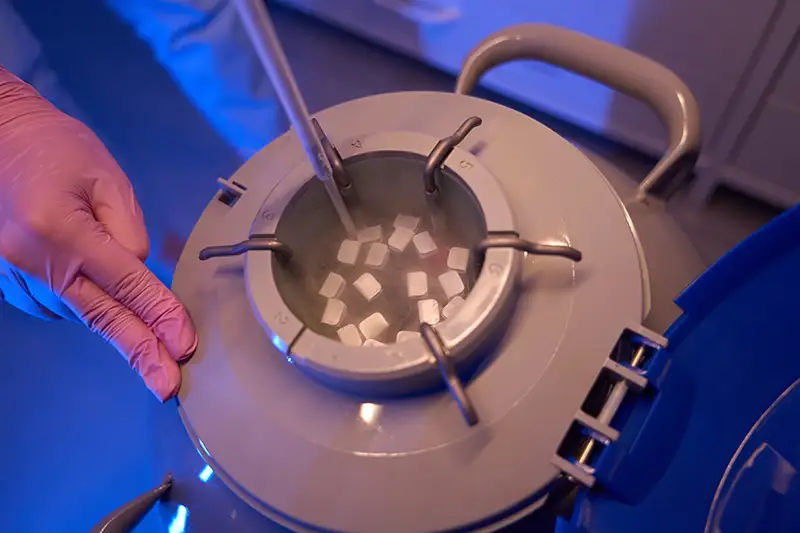 researcher-is-putting-samples-into-cryogenic-tank-for-fertility-preservation-for-cancer-patients